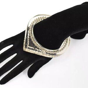 CHANEL Logos Clear Lucite Chain Bangle Bracelet 7.5" Gold Tone 97P Auth #10989